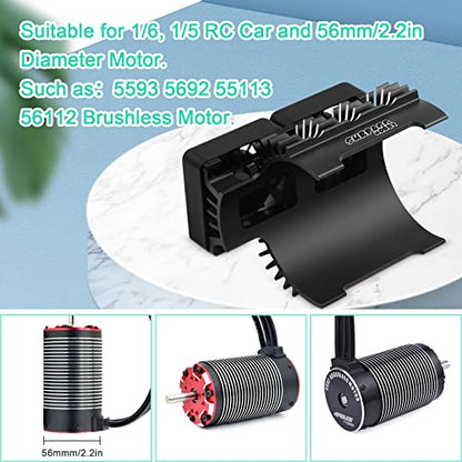 RC Cooling Fan 1/5 16000 High RPM 40mm Twin Motor Cooling Fans | RC Motor Fans w/Metal Heatsink for Diameter 55-58mm Motor Compatible with 1/5 1/6 Scale RC Car Truck