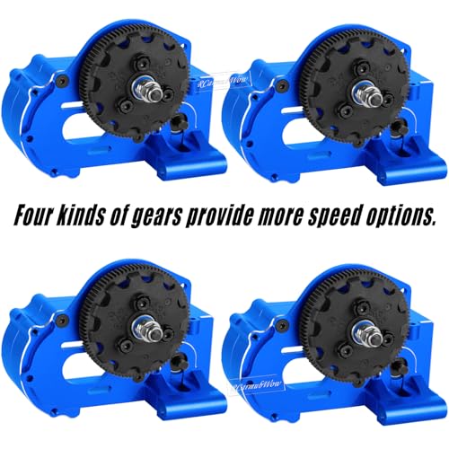 Metal Transmission Complete Upgrades Part for 1/10 Slash/Rustler/Stampede/Bandit 2WD(VXL),Gearbox Case w/76T 83T 86T 90T Gear,Diff,Slipper Clutch & Rebuild Kit,Pressure Plate,Navy Blue - color: Navy Blue(1set)