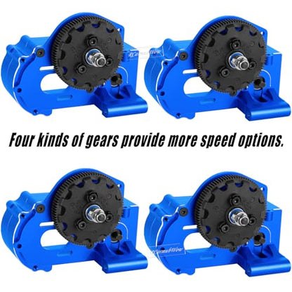 Metal Transmission Complete Upgrades Part for 1/10 Slash/Rustler/Stampede/Bandit 2WD(VXL),Gearbox Case w/76T 83T 86T 90T Gear,Diff,Slipper Clutch & Rebuild Kit,Pressure Plate,Navy Blue - color: Navy Blue(1set)