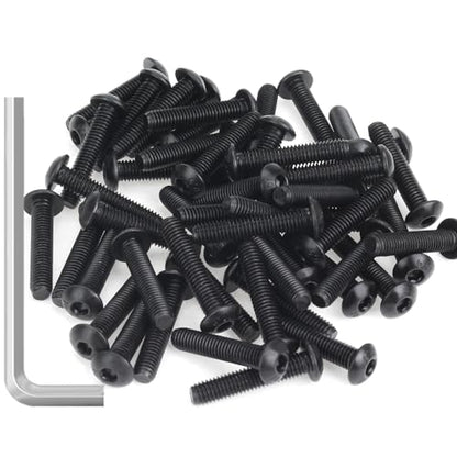 55 Pieces M5 x 25mm Button Head Socket Cap Screws, Thread Pitch 0.8mm, Sutemribor M5 Black Screws, 10.9 Grade Alloy Steel, Black Oxide Finish, Fully Threaded - size: M5 x 25mm, style: Button Head