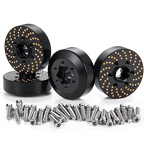 4PCS Brass Wheel Weights 1/10 Brass Wheel Hex Hub Adapter 9mm Extended Wheel Counterweight for 1.9in Beadlock Wheel Rim 1/10 Wraith 90053 90048 RBX10 Hammer Rey 4WD RC Car Upgrades