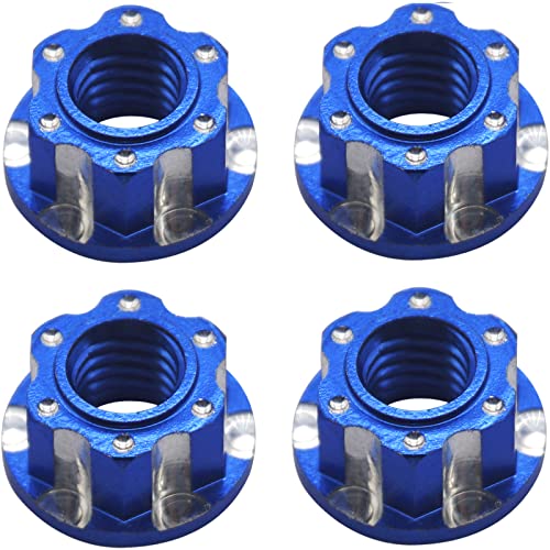 4Pcs Hexagonal Nuts, M4 Aluminum Alloy RC Wheel Hex Nuts Compatible with HSP Sakura D3 D4 1/10 RC Car (Blue) - color: Blue