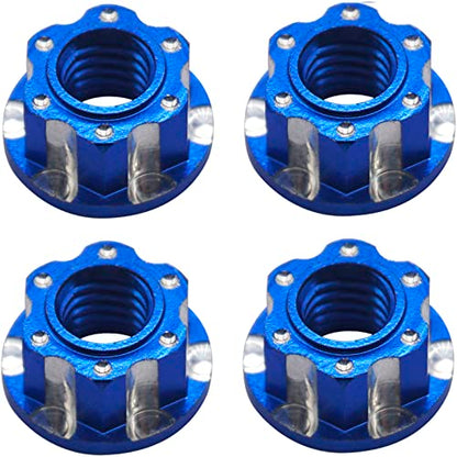 4Pcs Hexagonal Nuts, M4 Aluminum Alloy RC Wheel Hex Nuts Compatible with HSP Sakura D3 D4 1/10 RC Car (Blue) - color: Blue