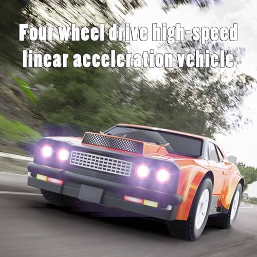 4WD RC Racing Car, 1/16 Scale 2.4G 30KM/H High Speed Electric Brushed Rally Racing Car with Led Lights, RC All Terrain Vehicle for Teens Adult - (RTR Version/Orange)