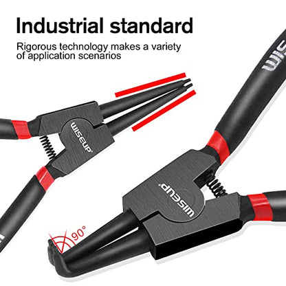 WISEUP 4PCS Snap Ring Pliers Set With 225pcs Retaining Ring Set - color: Circlip Pliers Set With Snap Rings, size: 7 inch