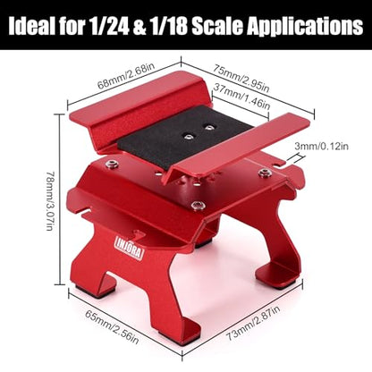 INJORA Aluminum 80g RC Car Stand with Shock Holder for 1/24 1/18 RC Crawler Upgrade(Red) - color: Red