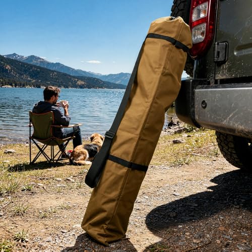 Xxerciz Camping Chair Bag 48 Inches Folding Chair Cover with Adjustable Shoulder Strap Nylon Tent Bag Heavy Duty Chair Cover for Travel Camping Sports (Exclude Chair) - color: Kahki