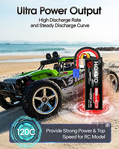 HOOVO 4S Lipo Battery 15.2V 9000mAh 120C RC Battery HV EC5 Plug 2 Pack | High Voltage,Hard Case, compatible for RC Cars Boats Trucks Buggies Drones RC Vehicles - style: 4S 9000mAh