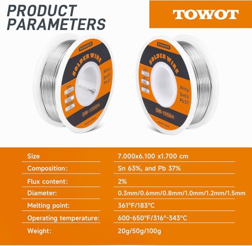TOWOT High Purity Tin Lead Rosin Core Solder Wire - style: 1lb