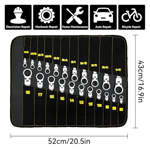 GRENPRO 23PC Flex Head Ratcheting Wrench Set SAE & Metric Mechanic Tools | 1/4"-3/4"&6-18MM Bolt Gauge, CR-V Steel 72-Tooth 180-Degree Flex Head 12Pt, Color Rings, Roll Pouch For Auto & Home Repair - style: 23PCS Flex Head Ratcheting Wrench Set Metric&SAE