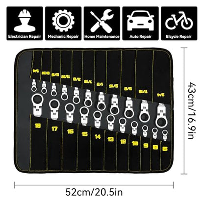 GRENPRO 23PC Flex Head Ratcheting Wrench Set SAE & Metric Mechanic Tools | 1/4"-3/4"&6-18MM Bolt Gauge, CR-V Steel 72-Tooth 180-Degree Flex Head 12Pt, Color Rings, Roll Pouch For Auto & Home Repair - style: 23PCS Flex Head Ratcheting Wrench Set Metric&SAE