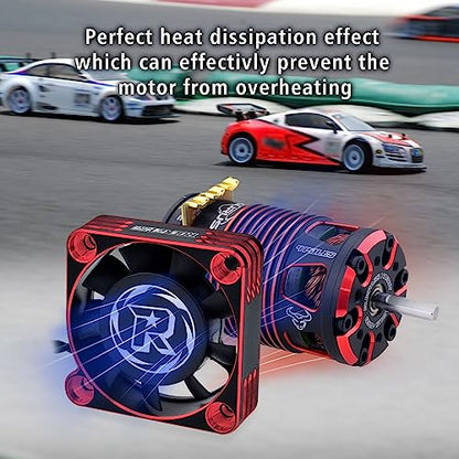 Surpass Hobby 40mm RC Motor Cooling Fan Aluminum 16000RPM ESC Cooling Fans for 1/8 RC 1/10 Car Truck Buggy Crawler Brushless Motor (Black Red) - style: Red