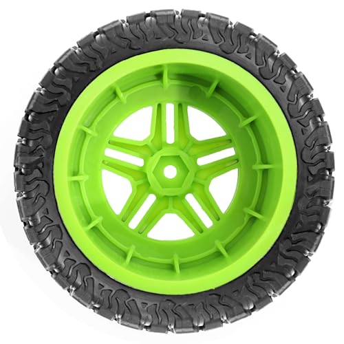 1/10 RC Short Course Truck Plastic Wheels 12mm Hex and Tires OD 4.41" 5-Spok Off Road Tyres for 1:10 Scale Truck Car TRAXXAS Slash 4X4 2WD ARRMA SENTON 3S Losi Redcat Rc4wd 4PCS (Green) - color: Green