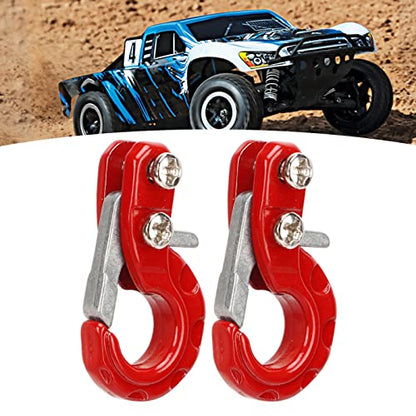 RC Winch Trailer Hook Set 2Pcs, 0.9x0.5in/2.3x1.3cm | Aluminum Alloy | 1/10 Crawler Truck | SCX10 D90 Compatible | Simulation Design | RC Car Accessory(Red) - color: Red