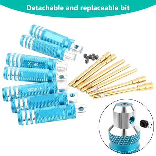 7 Pieces Hex Screwdriver Set 2.0/2.5/3.0/3.5/4.0/4.5/5.0mm RC Socket Wrench Kit Nut Drive for Traxxas Redcat Axial SCX24 Quadcopter Helicopter FPV Drone Car - RC Nut Removal Tools (Blue)