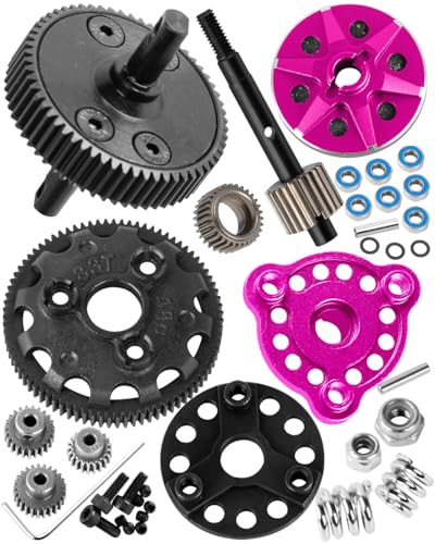 RC 48P&83T Upgrades Parts Spur Gear&Slipper Clutch&Transmission Gear&Slipper Rebuild Kit for 1/10 Slash/Rustler/Stampede/Bandit 2WD(VXL),Pressure Plate Hops up,Pink - color: Pink(48P&83T)