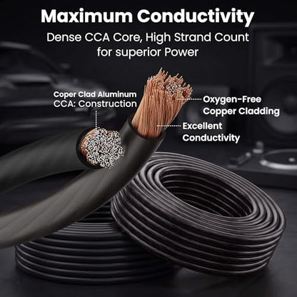 GEARit 4 Gauge Wire (25ft - Black Translucent) Copper Clad Aluminum CCA - Primary Automotive Wire Power/Ground, Battery Cable, Car Audio Speaker, RV Trailer, Amp, Electrical 4ga AWG 25 Feet - color: 4 Gauge Wire, size: Black - 25ft