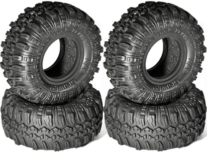 1.0 RC Crawler Tires 57x24mm, 4PCS Soft Sticky Rock Terrain Rubber Tires with Foam Inserts, Compatible with Traxxas TRX4M, Axial SCX24, FMS FCX24 FCX18, 1/18 1/24 Crawlers