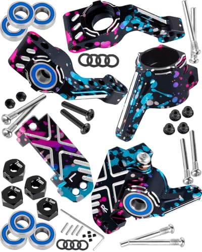 RC Caster Block Set Upgrades Part for 1/10 2WD Slash/Rustler/Stampede 2WD/Bandit 2WD VXL,Aluminium Left Right Caster Blocks,Front Steering Block,Rear Stub Axle Carriers,Polychrome
