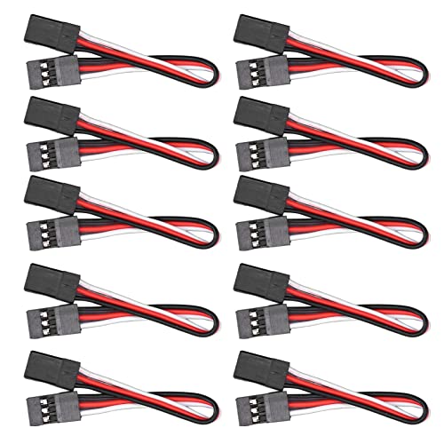 10PCS 3 Pin Servo Extension Cable Futaba JR RC Car Helicopter Aircraft Brass Core Connector Wire (100mm Female to Female) - size: 100mm female to female