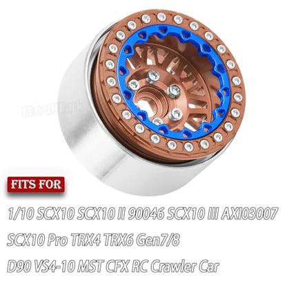 RC 1.9 Wheel Rims for 1/10 SCX10 SCX10 II 90046 SCX10 III AXI03007 SCX10 Pro TRX4 TRX6 Gen7/8 D90 VS4-10 MST CFX RC Crawler Car,4pcs Aluminum 1.9 Wheel Rims,Brown - color: Brown - (Rims)