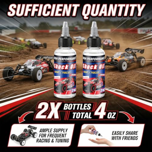 2 Bottles Racing Silicone Shock Oil 50WT 710CST | RC Car Shock Oil for Lubricating R/C Radio Controlled Cars and All Types of Vehicles, RC Shock Oil, Does Not Evaporate - style: 50WT 710CST