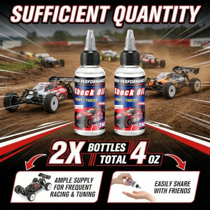 2 Bottles Racing Silicone Shock Oil 50WT 710CST | RC Car Shock Oil for Lubricating R/C Radio Controlled Cars and All Types of Vehicles, RC Shock Oil, Does Not Evaporate - style: 50WT 710CST