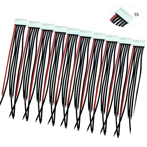 10pcs 5S 6 Pins Balance Cable Extension RC Lipo JST-XH Connector Male Plug Adapter with 15cm 22awg Silicone Cable (5S 6Pins)