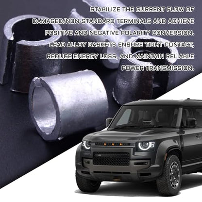 4PCS Battery Terminall Shims, Pure Lead Positive & Negative Post Adapter Kit, Universal Battery Terminal Connector Sleeves & Repair Rings,Battery Post Adapter for Car, Truck, SUV