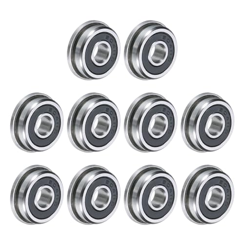 uxcell F604-2RS Flanged Ball Bearing 4x12x4mm Double Sealed Chrome Steel Flange Bearings, 10pcs - size: F604-2RS