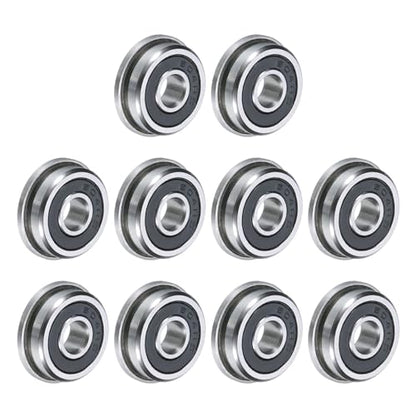 uxcell F604-2RS Flanged Ball Bearing 4x12x4mm Double Sealed Chrome Steel Flange Bearings, 10pcs - size: F604-2RS