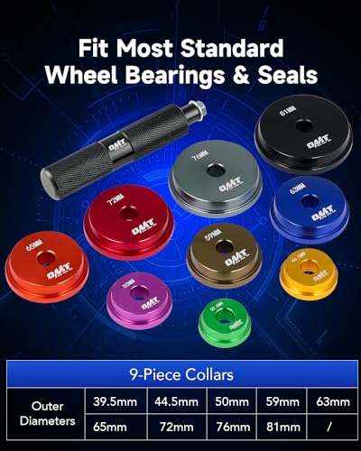 OMT Bearing Press Kit, 10pc Bearing Race and Seal Driver Set | Seal Installer Bearing Driver Kit for Bearing Installation with Seal Driver and 9 Bearing Adapters - style: Large