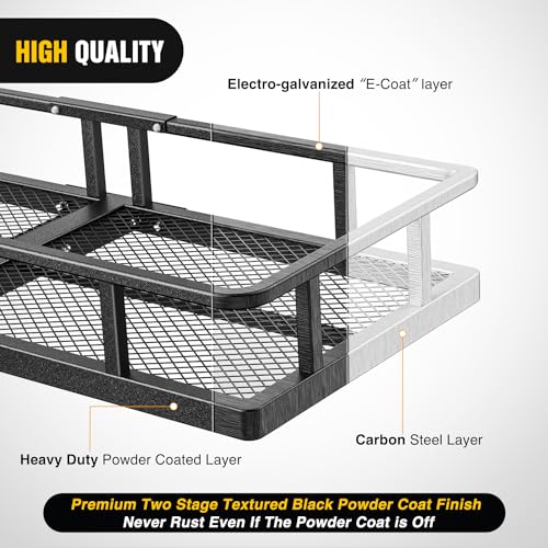 Nilight 60" x 20"x 7.87" Folding Carrier Fits 2-Inch Receiver 500 Lbs Capacity Bag Net Ratchet Straps Lock Stabilizer for SUV Pickup RV Van - style: 20"x 60"x 7.87", w/Bag,Net,Straps