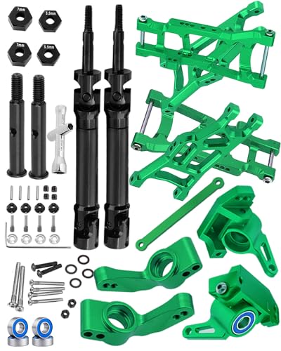 45# Stainless Steel Drive Shaft CVD Axles,Upgrades Part for 1/10 Stampede/Rustler VXL 2WD,Aluminum Suspension A Arm,Alloy Caster Block & Steering Blocks & Rear Stub Axle Carriers,Green - color: Green