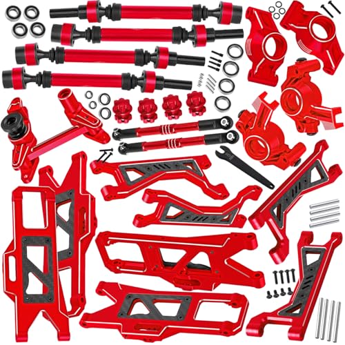 RC Upgrades Part for 1/10 WideMaxx,Model# 89086-4,Suspension Arms,Caster Block,Steering Blocks,Rear Stub Axle Carriers,Drive Shaft Axles,Camber Links,Tie Rod & Servo Horn,Red - color: Red - (Rc Upgrades)