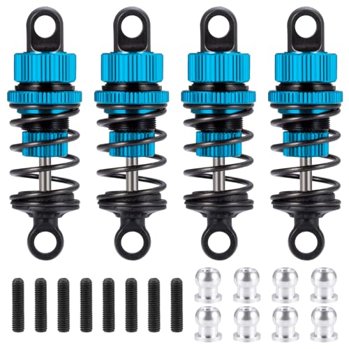 4Pcs JGGZONE 1:10 52mm RC Oil Filled Shock Absorbers Assembled Kit Compatible with Tamiya TT-01 TT-02 M03 M04 M05 M06 1:10 On Road Car Upgrades Replace Parts (Blue, 52MM) - color: Blue, size: 52MM