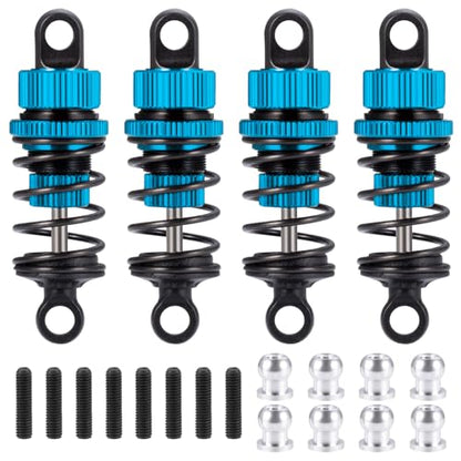 4Pcs JGGZONE 1:10 52mm RC Oil Filled Shock Absorbers Assembled Kit Compatible with Tamiya TT-01 TT-02 M03 M04 M05 M06 1:10 On Road Car Upgrades Replace Parts (Blue, 52MM) - color: Blue, size: 52MM