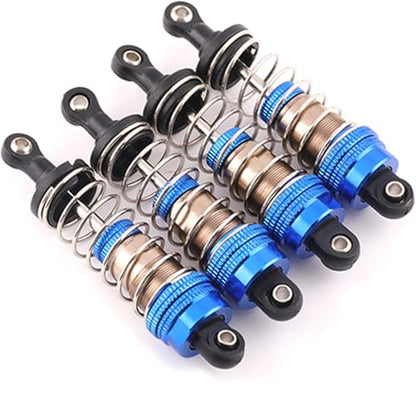 Oiled 4Pcs 66mm Aluminum Oil Shock Set for 1/12 1/14 1/16 RC Cars - Front/Rear Upgrade Compatible with WLtoys 144001, 124019, MJX 16208, HBX - color: Bz-silver-blue-75mm