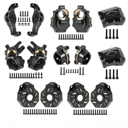 TRX4 Brass Counter Weight Black Coating Front Rear Portal Axle Housing Set Portal Cover Kit for 1/10 RC Crawler TRX6 TRX-4 Bronco Defender Upgrade Parts (Front Rear Kit B)