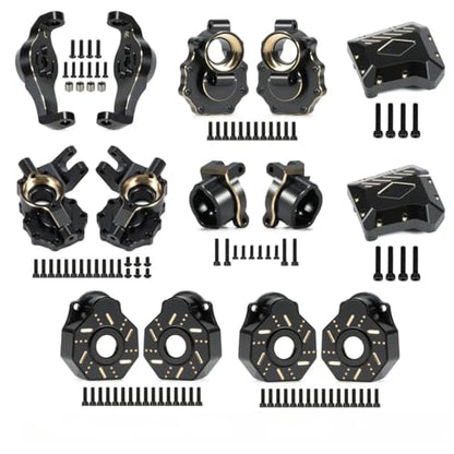 TRX4 Brass Counter Weight Black Coating Front Rear Portal Axle Housing Set Portal Cover Kit for 1/10 RC Crawler TRX6 TRX-4 Bronco Defender Upgrade Parts (Front Rear Kit B)