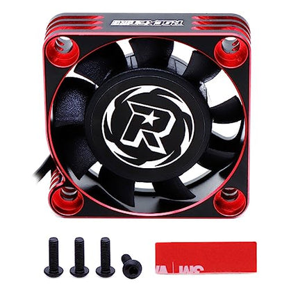 Surpass Hobby 40mm RC Motor Cooling Fan Aluminum 16000RPM ESC Cooling Fans for 1/8 RC 1/10 Car Truck Buggy Crawler Brushless Motor (Black Red) - style: Red