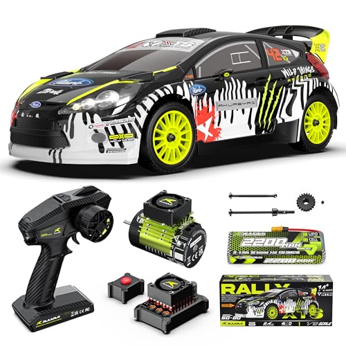 1/10 Brushless RC Cars, 50 MPH Rally Car, 4WD, Waterproof, 8+ Ages | 45A Waterproof ESC, 11KG Micro Servo, 2852 3800KV Brushless Motor, 3S Lipo, 5CH Transmitter, Mteal Chassis, All-Terrain