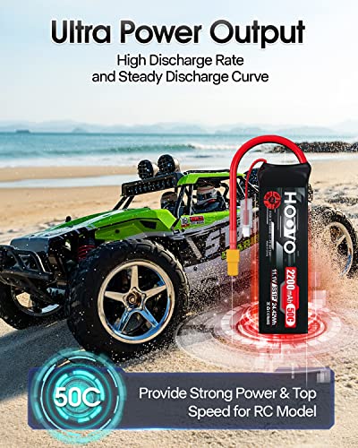 HOOVO 3S 11.1V 2200mAh 50C Lipo Battery with XT60 Connector 2 Pack | for RC Helicopter Airplane Quadcopter UAV Drone FPV