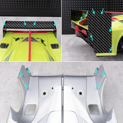 RC Car Double Deck Spoiler Carbon Fiber Tail Rear Wing Upgrade Kit for 1/8 Arrma Vendetta 3S BLX Off Road