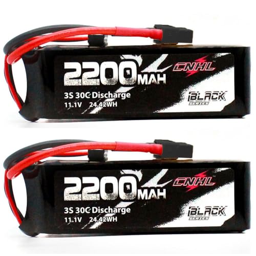 CNHL 2200mAh 3S Lipo Battery 11.1V 30C with XT60 Plug (2 Packs) | Smooth power delivery for easier control, ideal for trainer aircraft, light RC airplanes, gliders, cars, and everyday flying.