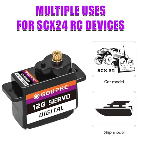 GOUPRC 4.6KG RC Digital Micro Servo of Metal Steel Gear with Servo Mount Bracket & Servo Horn and Steering Linker Kit for Axial SCX24 1/24 RC Car Crawler Upgrade - color: Purple Horn & Linker Kit