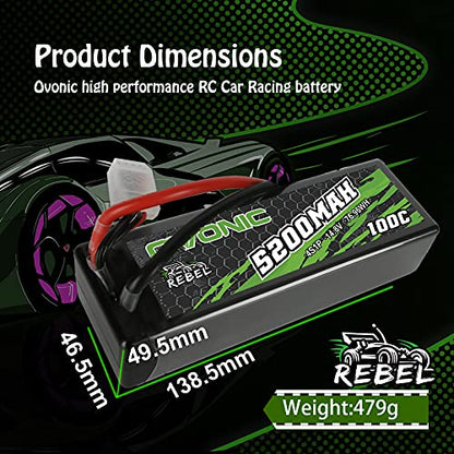 OVONIC 100C 4S 5200mAh 14.8V Lipo Battery with EC5 Connector 2pcs
