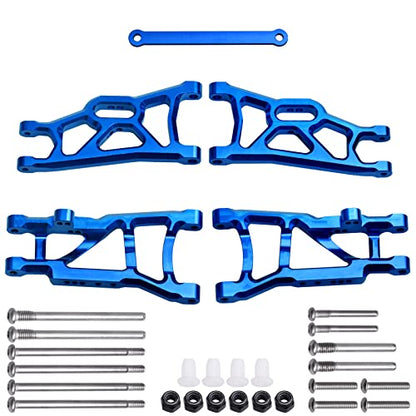 4PCS Aluminum Front & Rear Suspension A-Arms Set and Tie Bar for 1/10 Traxxas Slash 2WD Upgrades Parts, Replacement of 2555 3631 2532 (Blue) - color: Blue