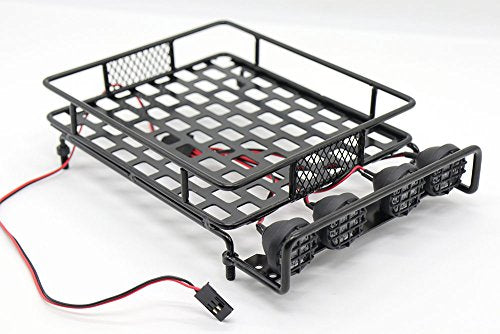 RC 1:10 Roof Luggage Rack LED Light Bar Wrangler Tamiya CC01 SCX10 Axial 515 (Black)