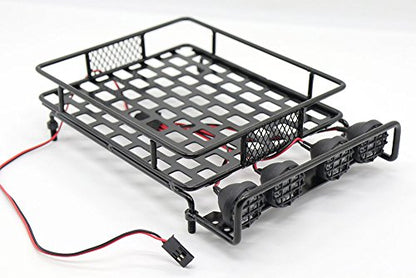 RC 1:10 Roof Luggage Rack LED Light Bar Wrangler Tamiya CC01 SCX10 Axial 515 (Black)